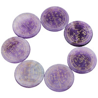 Winmaarc Healing Crystal 7 pcs Engraved Magic Circle Spiritual Powers Round Palm Stones Reiki Balancing