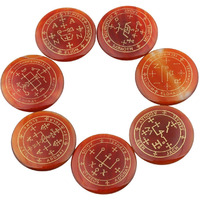 Winmaarc Healing Crystal 7 pcs Engraved Magic Circle Spiritual Powers Round Palm Stones Reiki Balancing