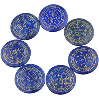 Winmaarc Healing Crystal 7 pcs Engraved Magic Circle Spiritual Powers Round Palm Stones Reiki Balancing