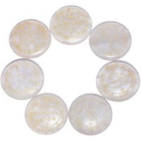 Winmaarc Healing Crystal 7 pcs Engraved Magic Circle Spiritual Powers Round Palm Stones Reiki Balancing