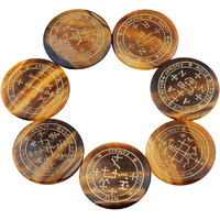 Winmaarc Healing Crystal 7 pcs Engraved Magic Circle Spiritual Powers Round Palm Stones Reiki Balancing