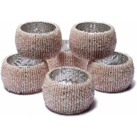Winmaarc Handmade Beaded Napkin Rings Set Beaded Napkin Holders - 1.5 Inch Set of 6