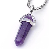 Winmaarc Natural Healing Reiki Point Chakra Cut Gemstone Pendant Necklace Gift Amethyst