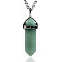 Winmaarc Natural Healing Reiki Point Chakra Cut Gemstone Pendant Necklace Gift Green Amazonite
