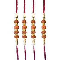 Winmaarc Set of 4 Rudraksh Rakhi for Your Brother Raksha Bandha Gift