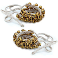 Prisha India Craft  Kathak Ghungroo Pair, (50+50) (16 No. Ghungroo) Big Bells Tied with Cotton Cord Indian Classical Dancers Anklet Musical Instrument
