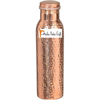 Prisha India Craft Copper Bottle, Hammered Style Design, Capacity 600 ML