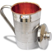 Prisha India Craft Steel Copper Jug Pitcher, Luxury Design, Capacity 1600 ML
