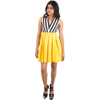 Pink Flamingo Clothing Stripes and Yellow Dress S (Size: Small)