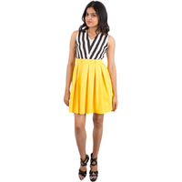 Pink Flamingo Clothing Stripes and Yellow Dress L (Size: Large)