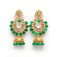 kundan jhumki green drop