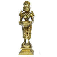 Bharat Haat Oil Lamp Deep Lady Brass Collectible Handicraft Small Art