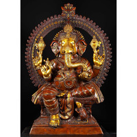 Large Brass Seated Ganesha Statue 70 Inches