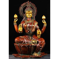 Brass Large Lakshmi Statue with Lotus Flowers 53 Inches