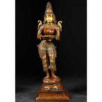 Brass Lakshmi Statue Holding Large Deepa Lamp 51 Inches