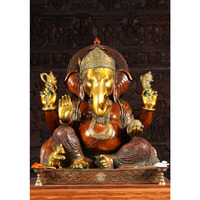 Brass Large Seated Ganesha Statue 33 Inches