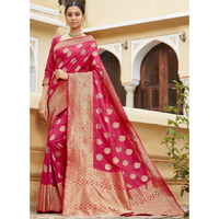 Designer Pink Banarasi Silk Traditional Saree For Women