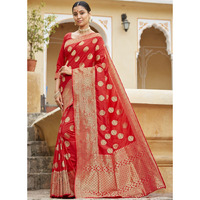 Designer Red Banarasi Silk Traditional Saree For Women