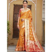 Designer Yellow Banarasi Silk Traditional Saree For Women