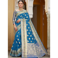 Designer Blue Banarasi Silk Traditional Saree For Women