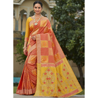 Designer Peach Banarasi Silk Indian Saree Collection For Women