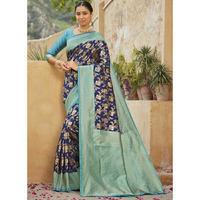 Blue Banarasi Silk Wedding Wear Designer Saree