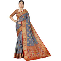 Designer Grey Silk Wedding Wear Saree