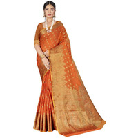 Designer Orange Cotton Silk Stone Work Wedding Wear Saree