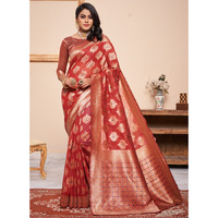 Red Silk Indian Designer Wedding Wear Saree