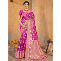 Pink Silk Indian Designer Wedding Wear Saree