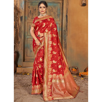 Red Silk Indian Designer Wedding Wear Saree