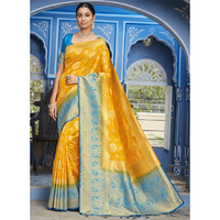 Yellow Silk Designer Traditional Wedding Wear Saree