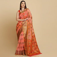 Asisa Peach Organza Silk With Stone Work Saree (Color: Peach)