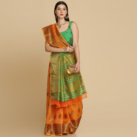 Asisa Orange Organza Silk With Stone Work Saree (Color: Orange)