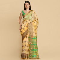 Asisa Cream Organza Silk With Stone Work Saree (Color: Cream)