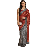 Asisa Janvi Dark Red Zari Woven Party Wear Crepe Sarees (Color: Dark Red)