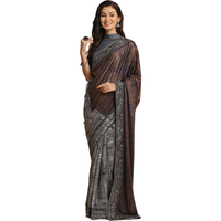 Asisa Janvi Dark Grey Zari Woven Party Wear Crepe Sarees (Color: Grey)