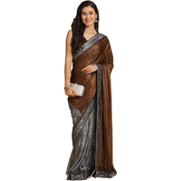 Asisa Janvi Brown Zari Woven Party Wear Crepe Sarees (Color: Brown)