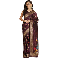 Asisa Kabira Wine Resham Woven Art Silk Sarees (Color: Wine)