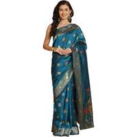 Asisa Kabira Aqua Blue Resham Woven Art Silk Sarees (Color: Aqua Blue)