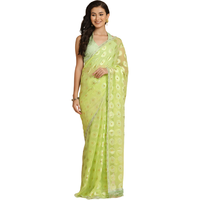 Asisa Kesariya Lime Thread Work Designer Chiffon Sarees (Color: Lime)