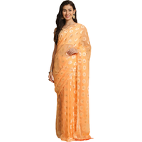 Asisa Kesariya Orange Thread Work Designer Chiffon Sarees (Color: Orange)