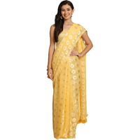 Asisa Kesariya Yellow Thread Work Designer Chiffon Sarees (Color: Yellow)