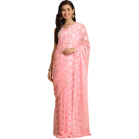 Asisa Kesariya Pink Thread Work Designer Chiffon Sarees (Color: Pink)