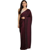 Asisa Melody Dark Wine Zari Woven Fancy Satin Sarees (Color: Wine)