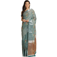 Asisa Nancy Turquoise Resham Embroidery Party Wear Sarees (Color: Turquoise)