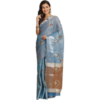 Asisa Nancy Sky Blue Resham Embroidery Party Wear Sarees (Color: Sky Blue)