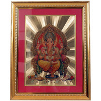 24 Carat Gold Plated Ganesha /Gajanand / Ganesh / Ganpati Wall Picture Frame