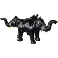 Three Elephants Sculpture Leather Covered Paper Mache Coffee Table