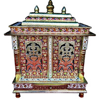Beautiful Meenakari Multicolor Home Puja Mandir Hindu Temple Mandapam Altar with Door